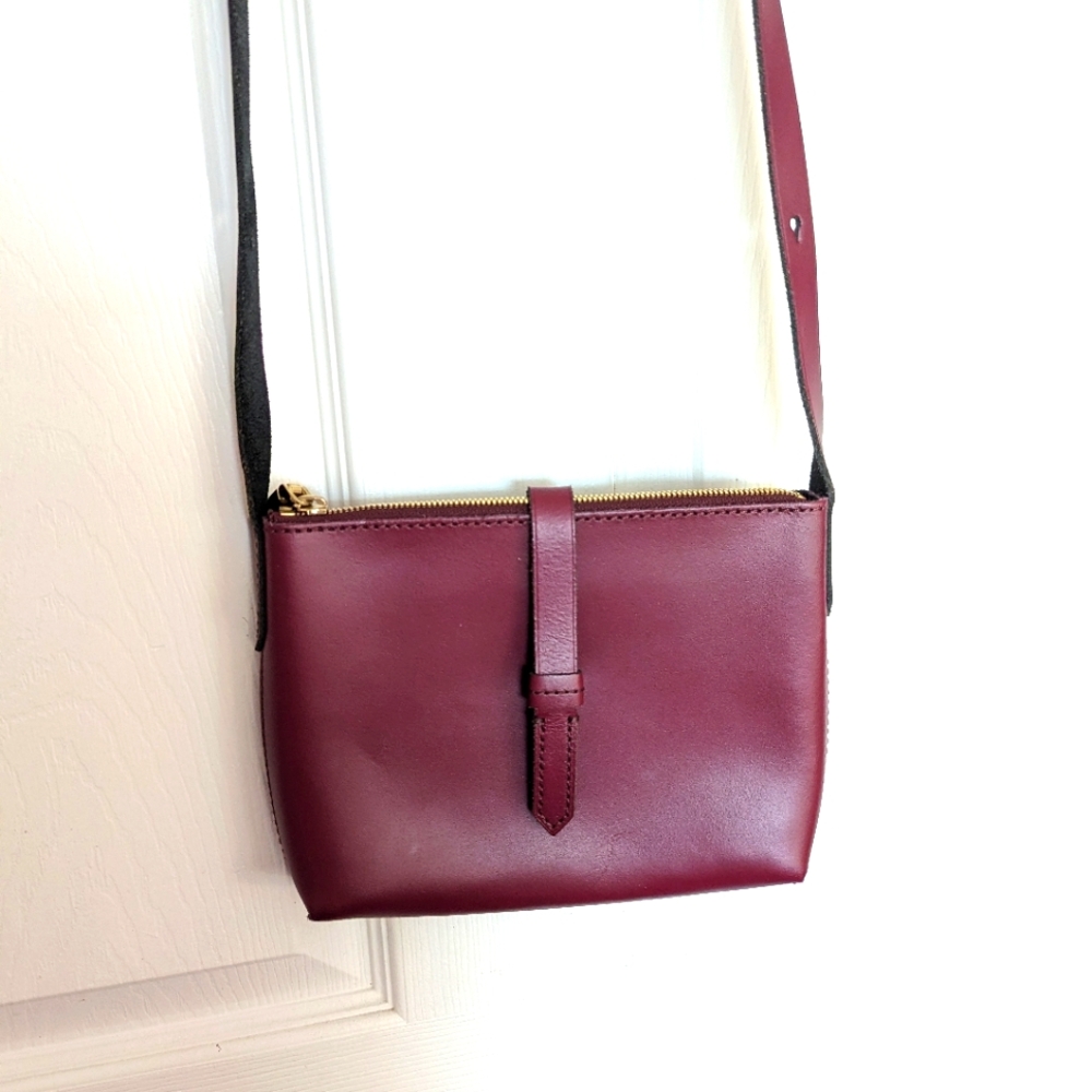 J.Crew Burgundy Parker Leather Quality Travel Work School Crossbody Bag - Picture 2 of 7